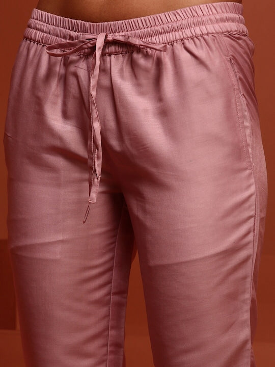 IMARA Floral Printed Empire Keyhole Neck Anarkali Kurta & Trousers With Dupatta