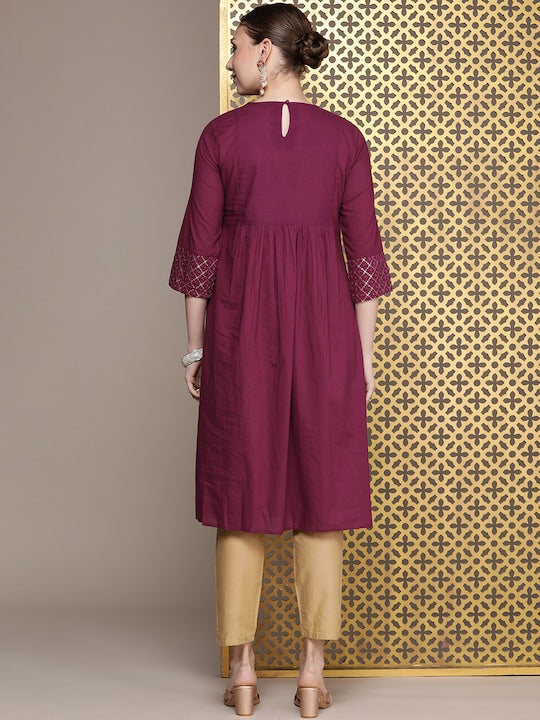 House of Pataudi Pure Cotton Sequinned Embellished Jashn Kurta