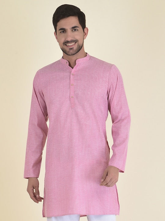 Deyann Men Pink Thread Work Jacquard Kurta