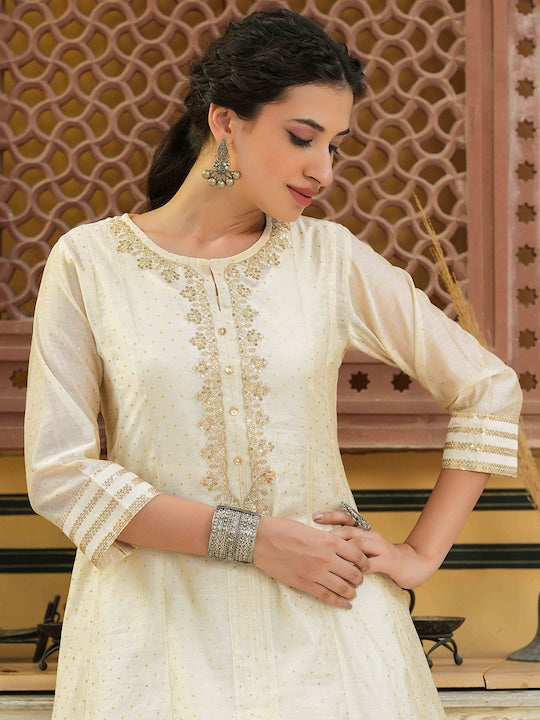Juniper Women Beige Ethnic Motifs Kurta