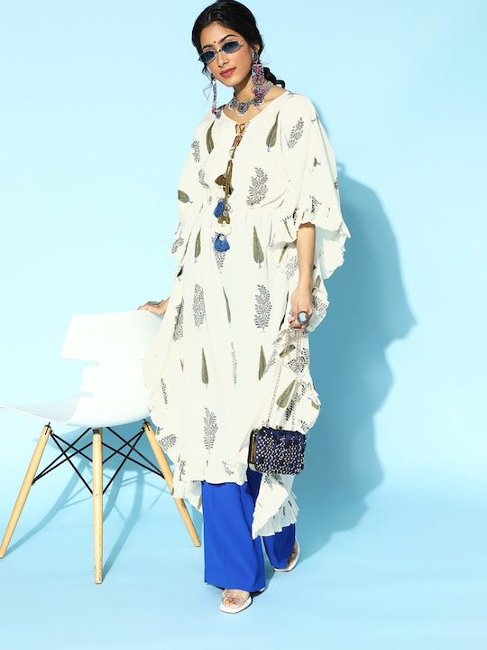 Yufta Classic White Cotton Kaftan Kurta