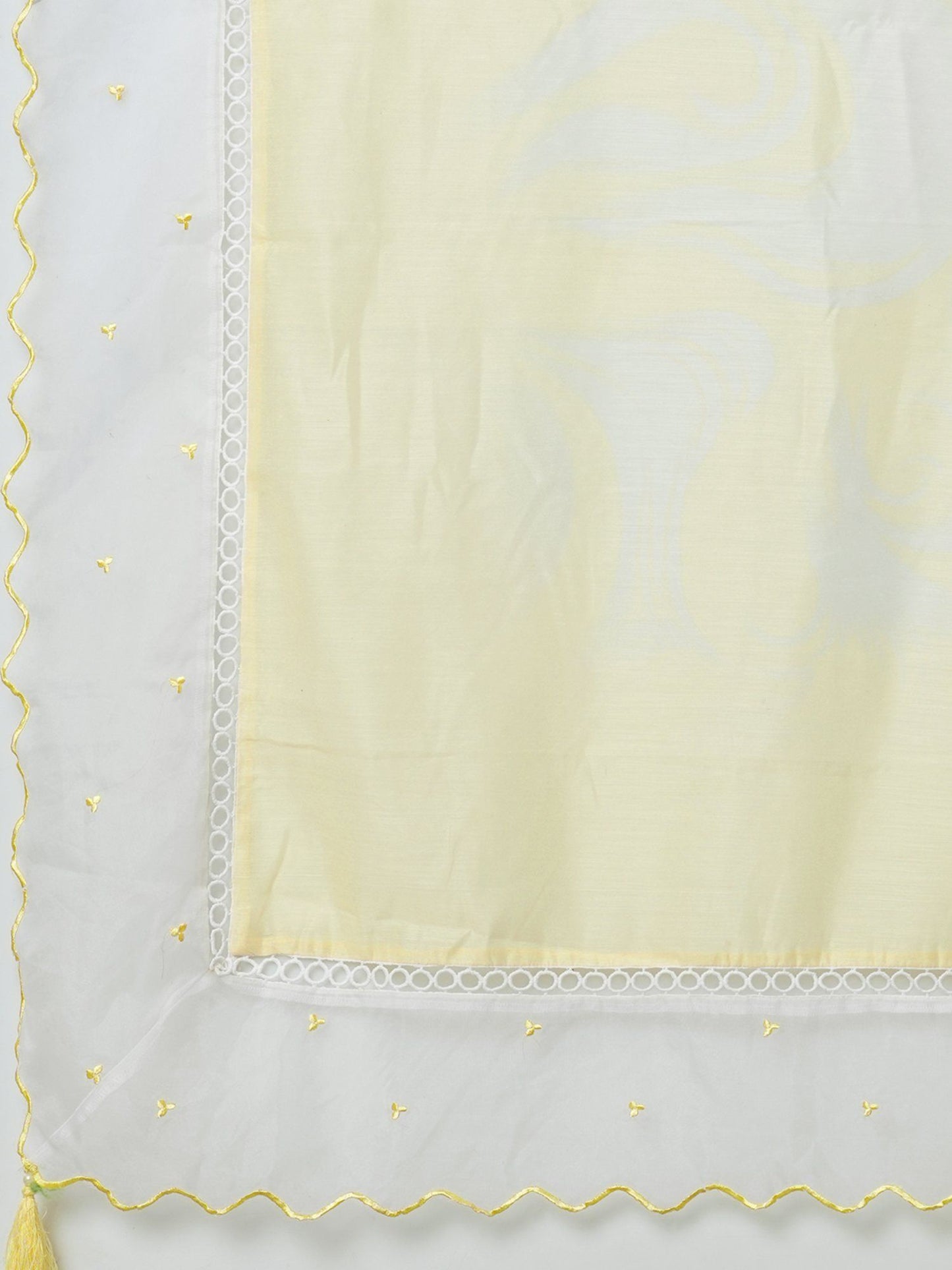 Heeposh Beautiful Marbel Print Kurta with Detailing & Printed Chanderi Dupatta (Set of 3)