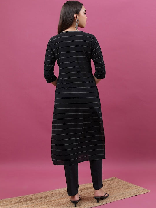 Vishudh Floral Embroidered Pure Cotton Straight Kurta