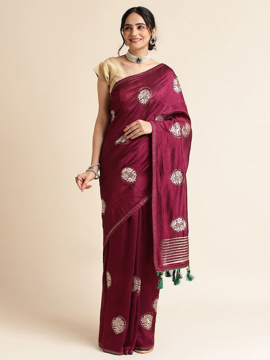Fabmora Ethnic Motifs Embroidered Saree