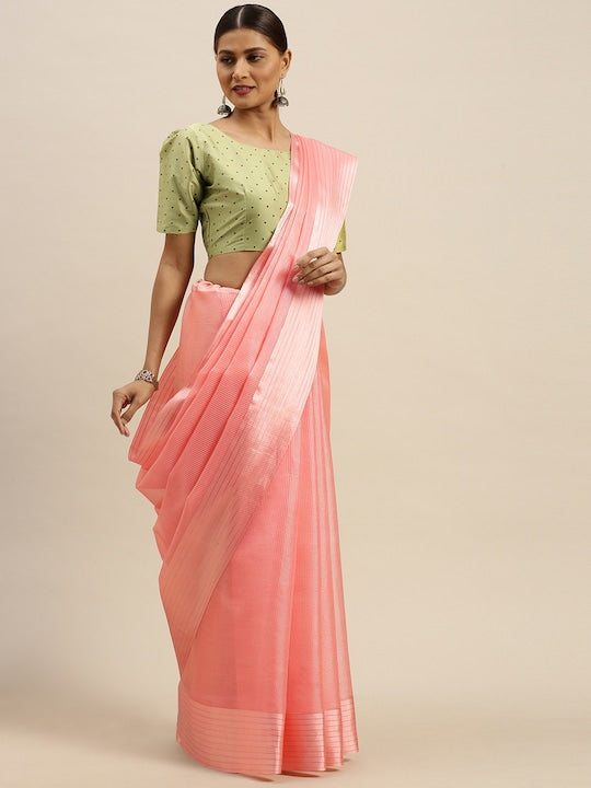 Saree mall Pink Self Design Saree