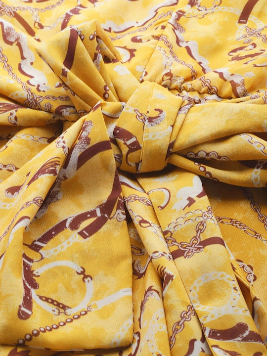 All about you Printed Belted A-Line Dress