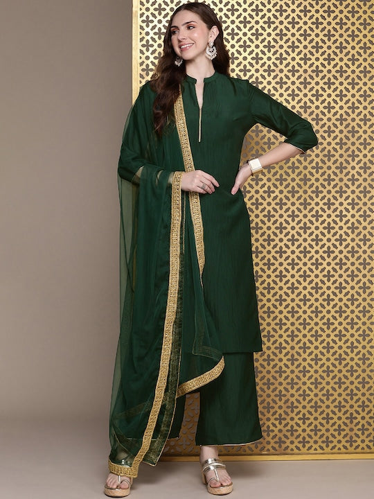 House of Pataudi Women Jashn Kurta & Palazzos With Dupatta