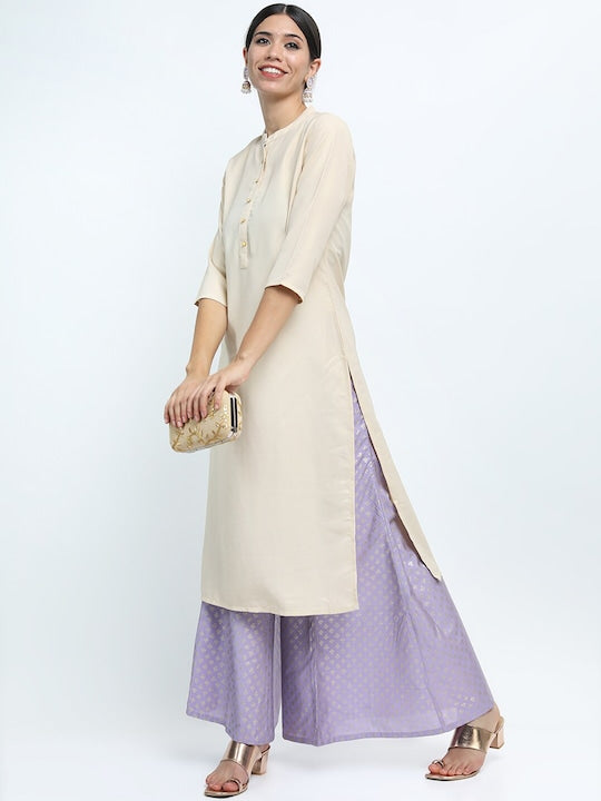 Vishudh Women Cream Straight Kurta