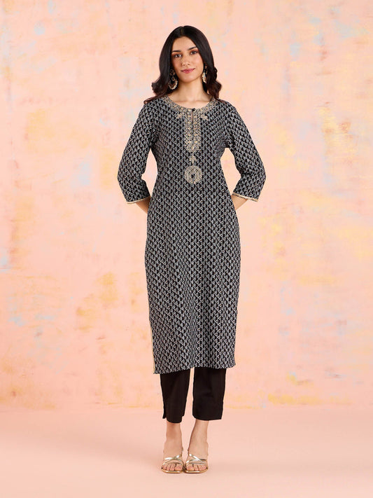 Likha Black Bandhani Printed Kurta LIKKUR203