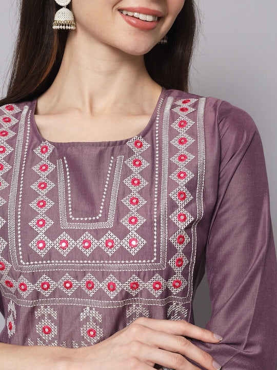 Myshka Embroidered Anarkali Ethnic Dresses