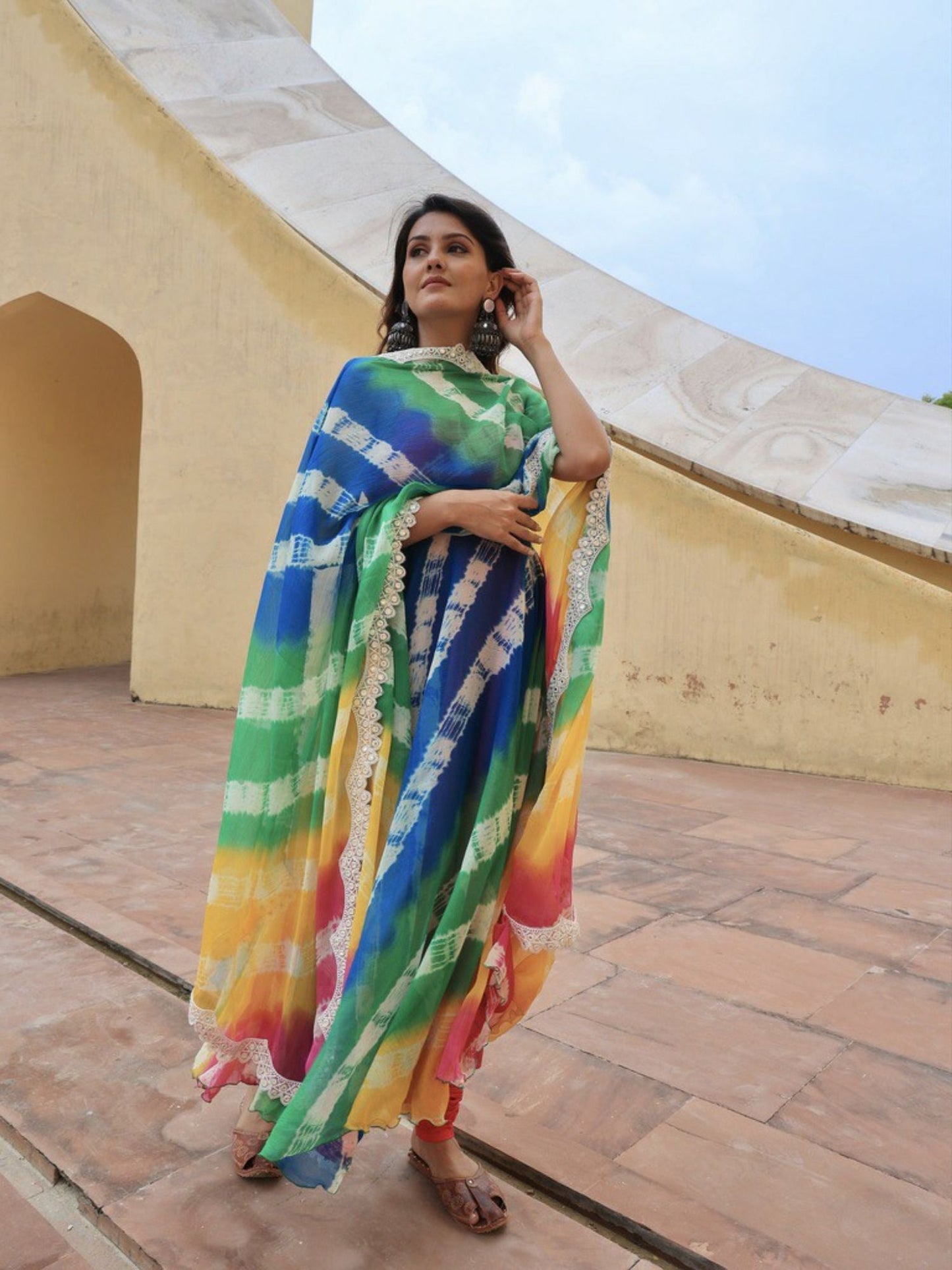 ONEWE INDIA Rimjhim Lehriya (Set of 3)