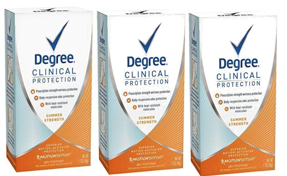 DEGREE DEGREE clinical protection summer strength antiperspirant deodorant, 1.7 Ounce (Pack of 3)