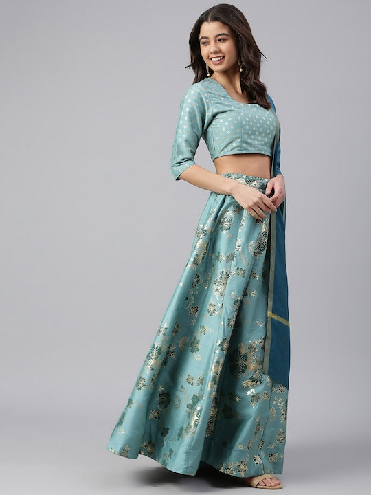 Janasya Printed Ready to Wear Lehenga & Blouse With Dupatta