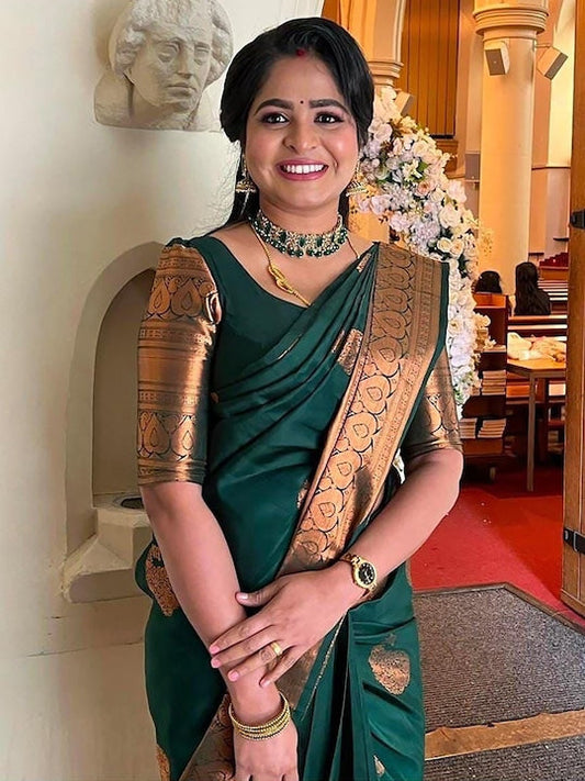 Anjaneya Sarees Woven Design Zari Silk Blend Banarasi Saree