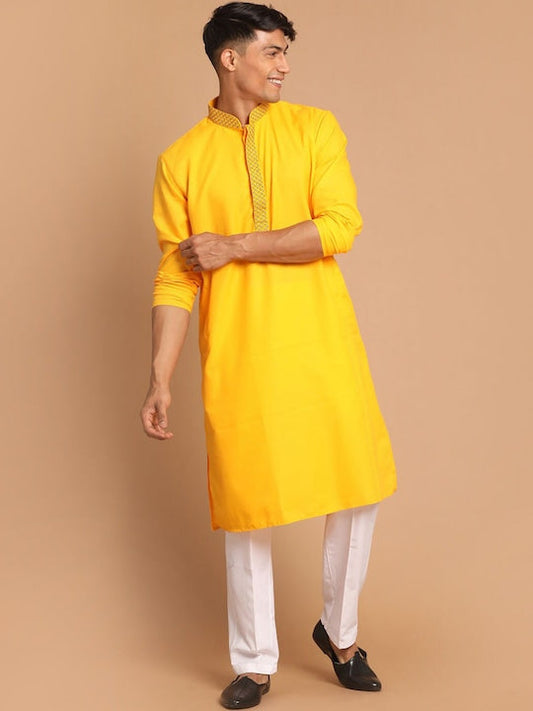 Vastramay Men Yellow Kurta
