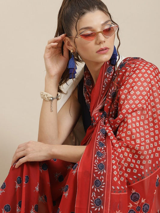 AKS Floral Printed Saree