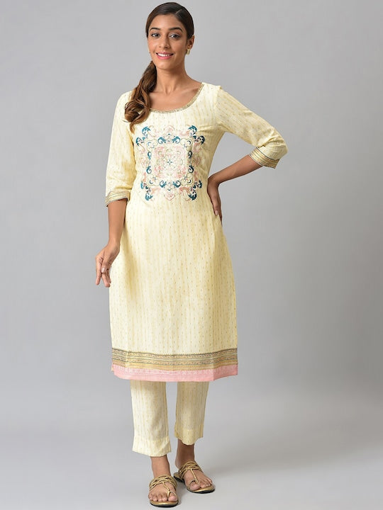 Aurelia Women Yellow Ethnic Motifs Printed Kurta