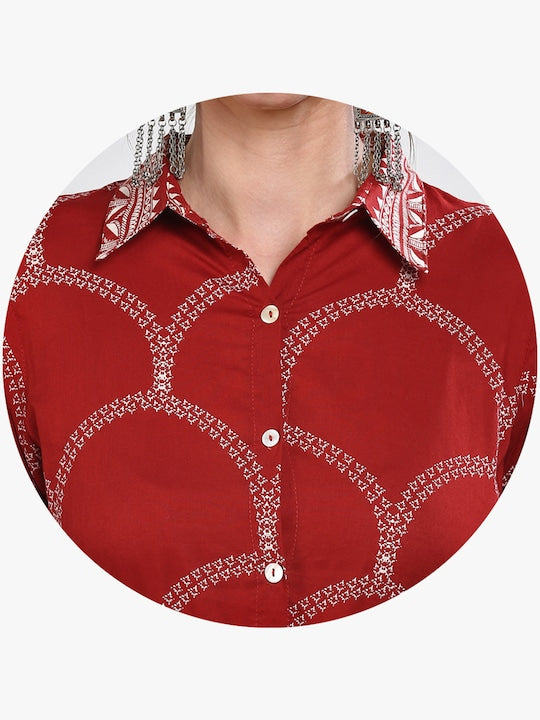 Sangria Women Rust Printed Anarkali Kurta