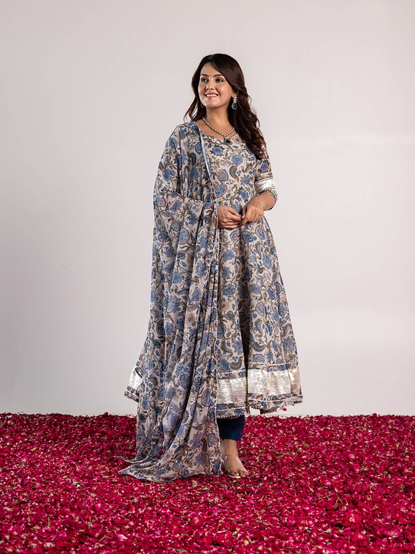 ONEWE INDIA Soha Anarkali Suit (Set of 3)