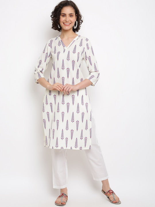 IMARA Ethnic Motifs Printed Straight Kurta