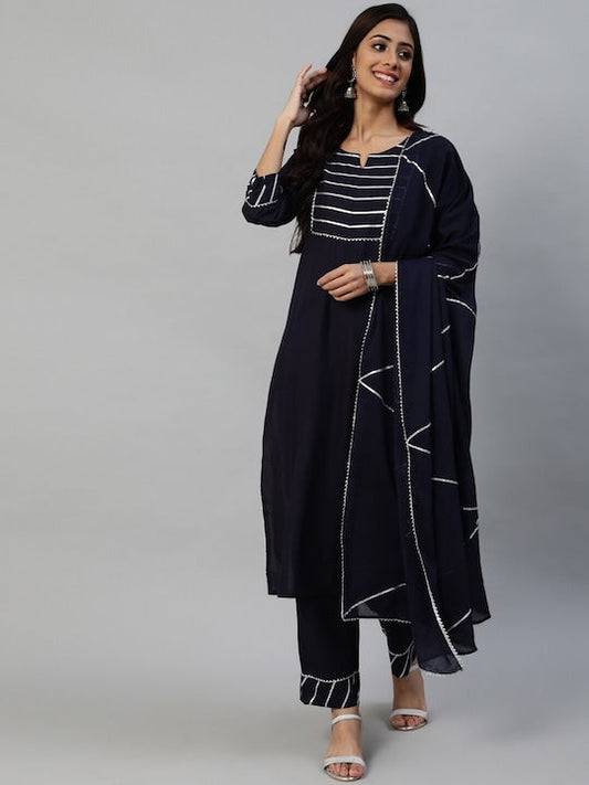 Anubhutee Yoke Design Gotta Patti Kurta with Trousers & With Dupatta