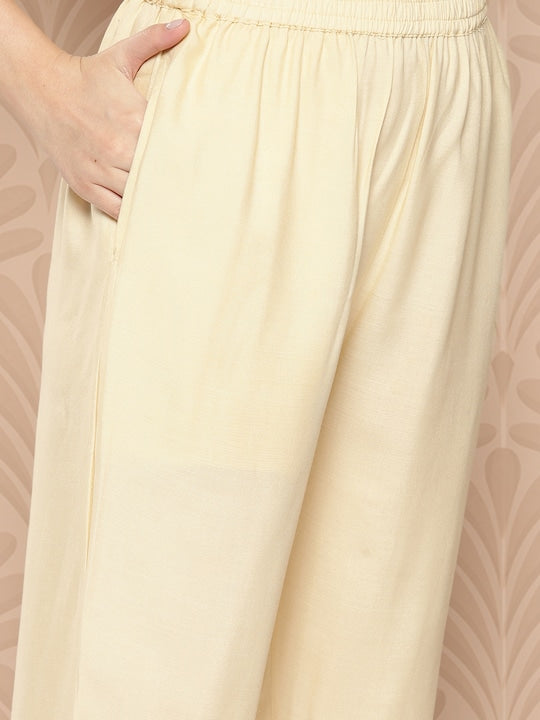 Yufta Women Ethnic Motifs Printed Regular Pure Cotton Kurta with Trousers