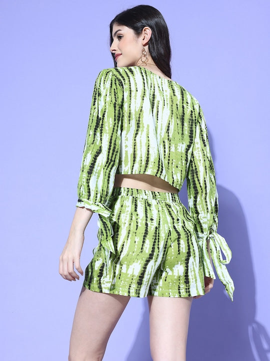 All about you Green Tie & Dye Shirt & Shorts Set