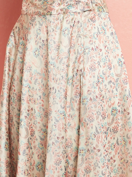 AKS Couture Floral Printed Ready to Wear Lehenga & Blouse With Cape Dupatta