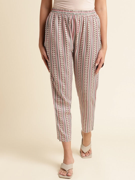 Fabclub Floral Printed Pleated Gotta Patti Kurta with Trousers