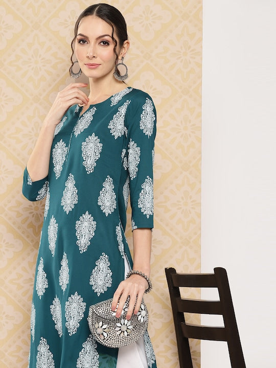 Yufta Women Ethnic Motifs Printed Regular Kurta with Trousers