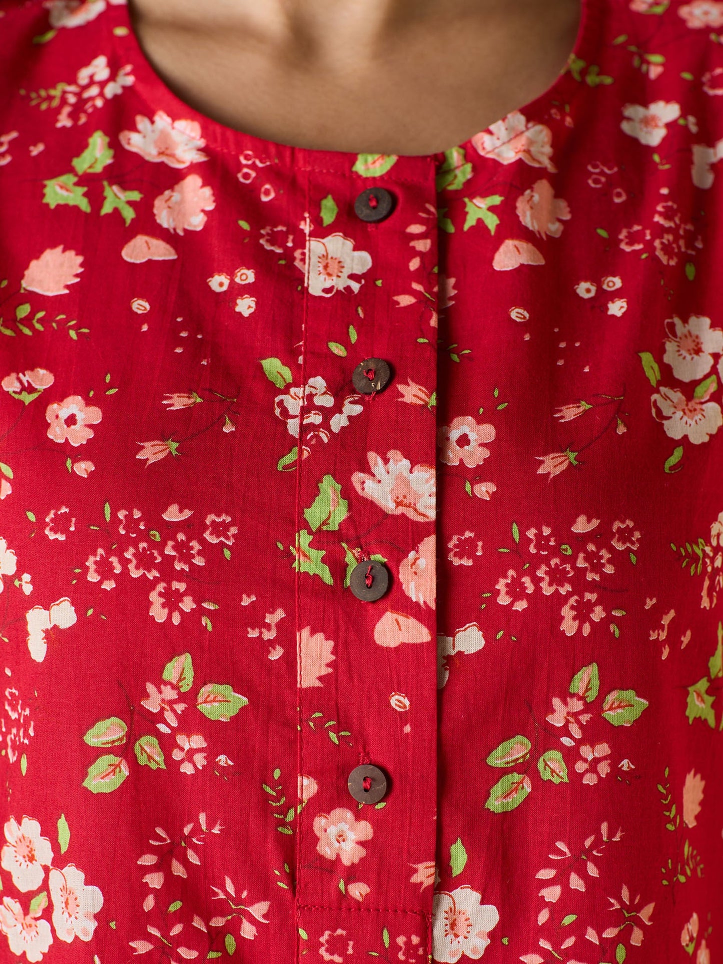 Likha Red Ethnic Bloom Floral Printed Co-ord Set LIKSKD292 (Set of 2)