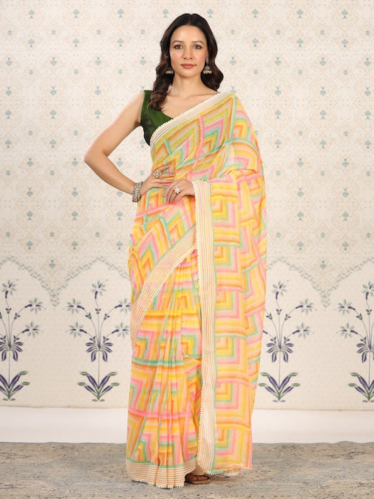 House of Pataudi Floral Poly Georgette Designer Saree