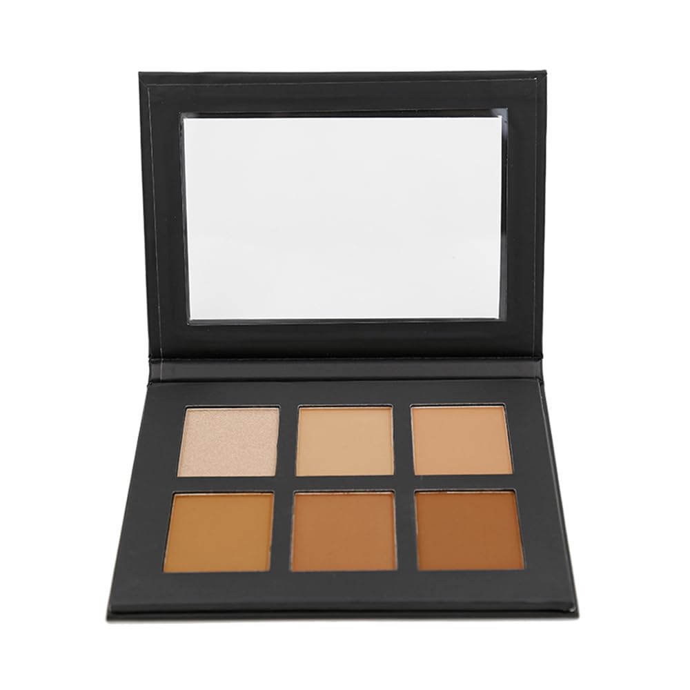 Mesvol 6 Color Contour Powder Kit Foundation Palette Contouring Makeup Kit Highlight Dramatically Sculpt Enhance Features (Deep)