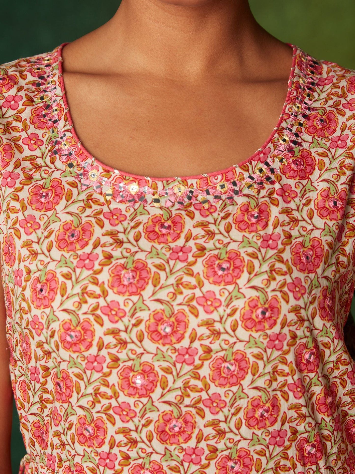 Likha Pink Floral Printed Anarkali Set & Dupatta(Set of 3) LIKSKD181 (Set of 3)