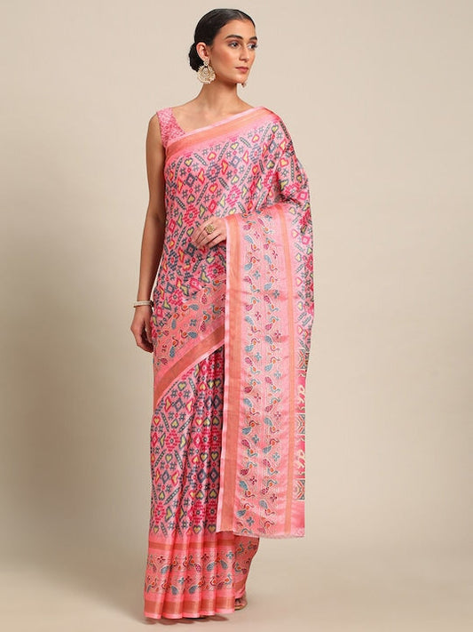 All about you Ethnic Printed Zari Saree