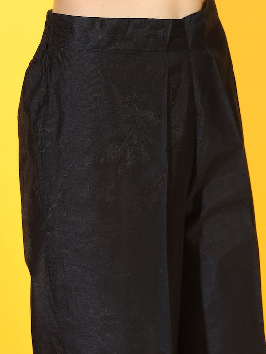 Vishudh Women Black Printed Kurta with Palazzos & Dupatta