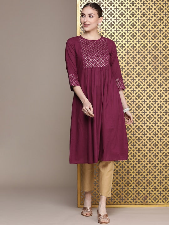 House of Pataudi Pure Cotton Sequinned Embellished Jashn Kurta