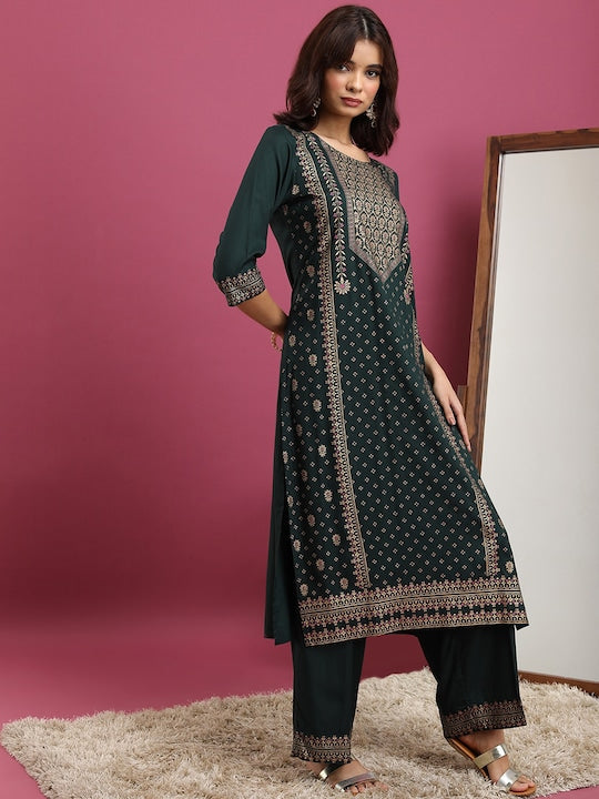 Vishudh Ethnic Motifs Printed Regular Kurta with Palazzos & With Dupatta