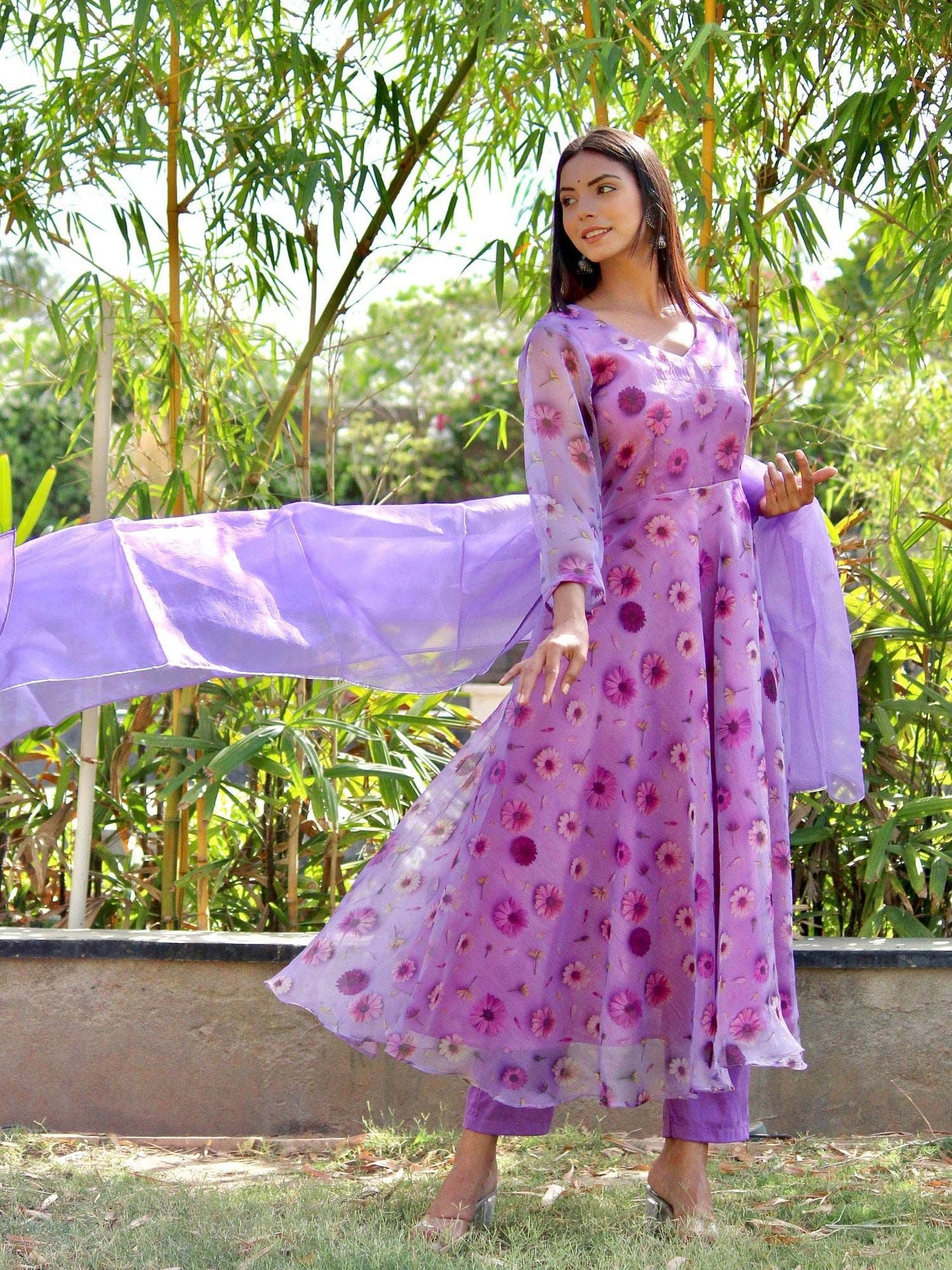 ONEWE INDIA Taara Floral Suit Set (Set of 3) - Purple