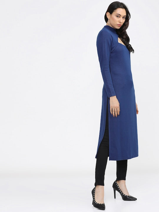 Vishudh Women Blue Knitted Kurta