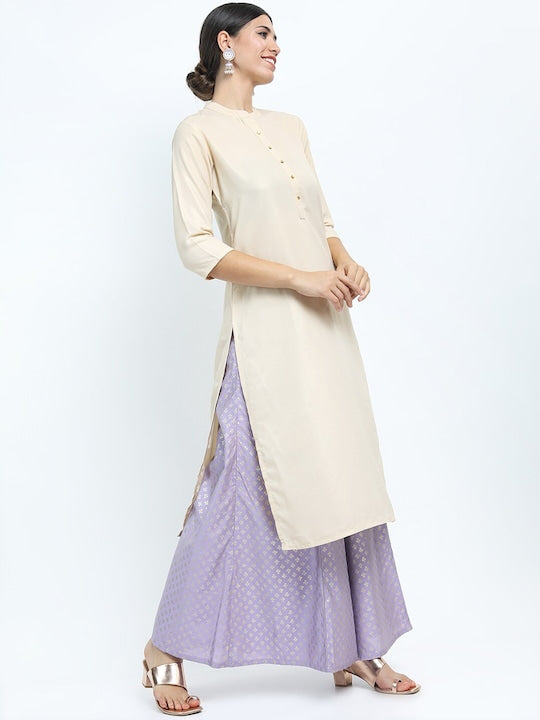 Vishudh Women Cream Straight Kurta
