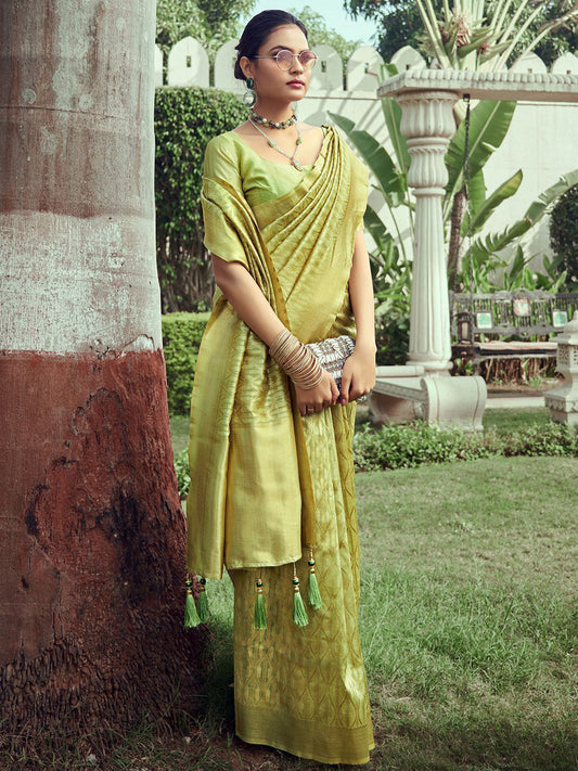 Satrani Ethnic Motifs Woven Design Zari Banarasi Saree