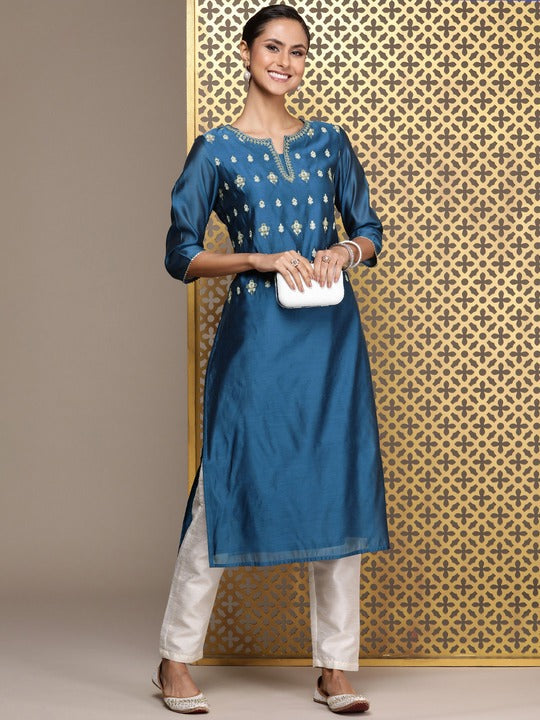 House of Pataudi Yoke Design Sequined Jashn Kurta