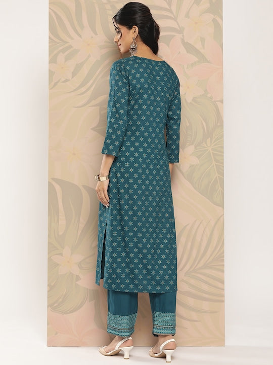 Yufta Ethnic Motifs Printed Regular Kurta with Trousers
