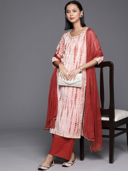 Varanga Women Dyed Regular Gotta Patti Pure Cotton Kurta with Palazzos & With Dupatta