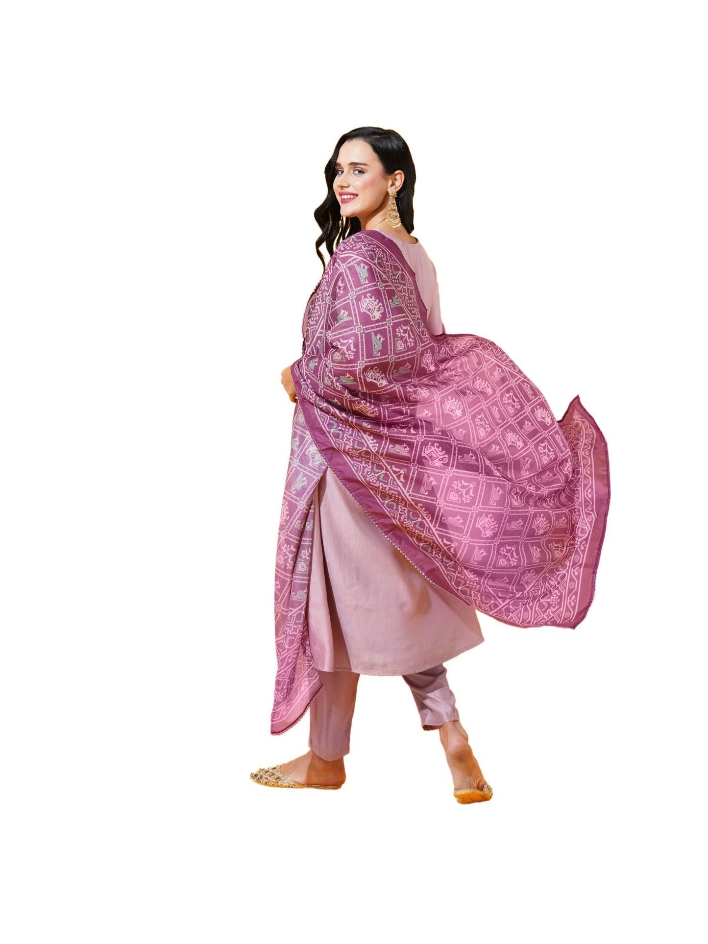 Heeposh Women Ethnic Motifs Embroidered Empire Kurta with Dupatta (Set of 3)