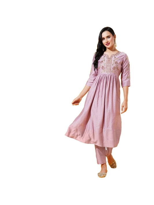 Heeposh Women Ethnic Motifs Embroidered Empire Kurta with Dupatta (Set of 3)