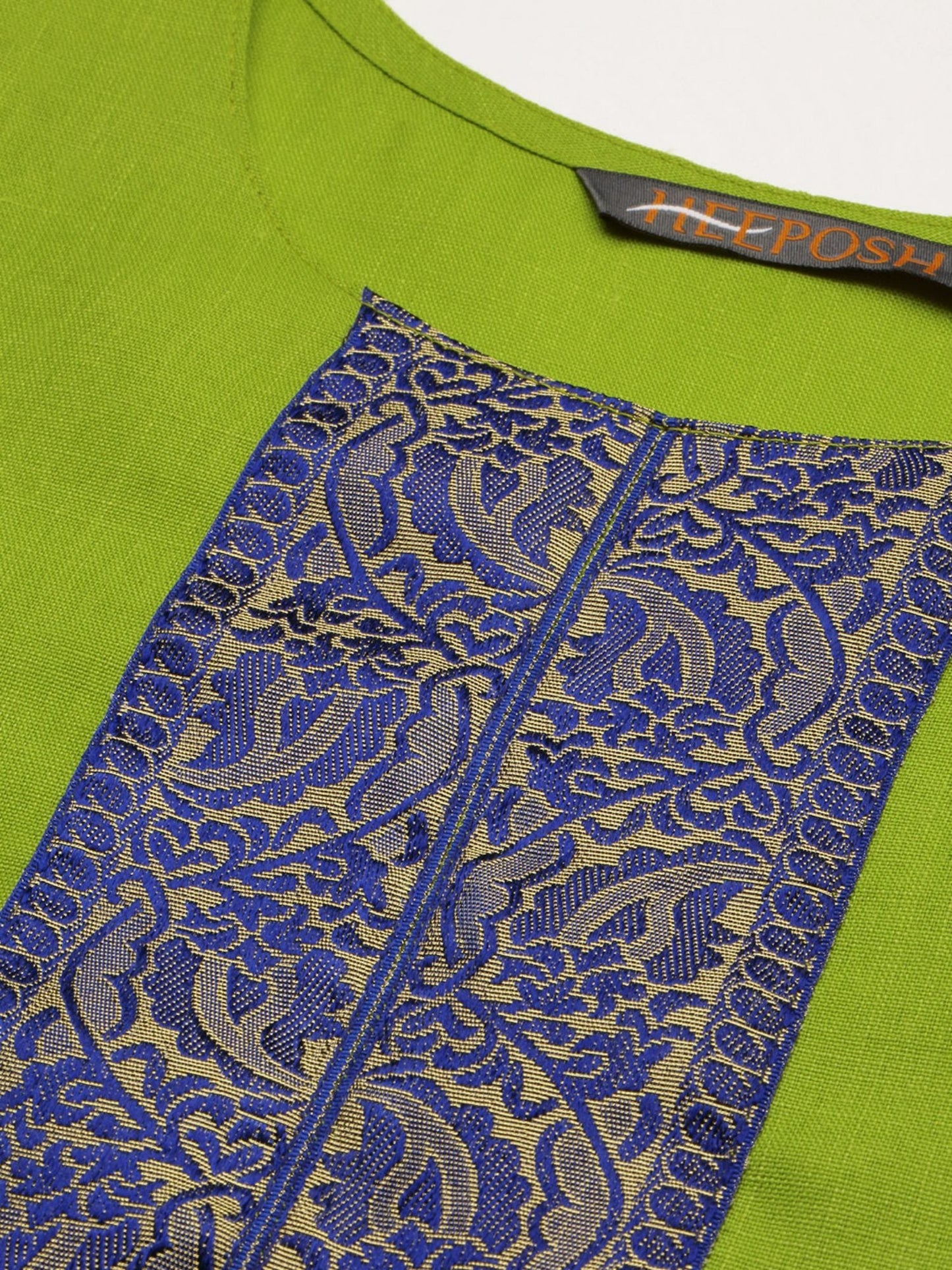 Heeposh Women Green Paisley Jacquard Yoke Design Kurta with Dupatta (Set of 3)