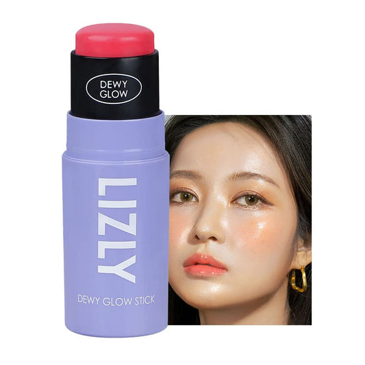 LIZLY Vegan Blush Stick Multi Balm Cheek Stick Korean Make Up Dewy Glow Balm Stick sonrojo (02 Pink)