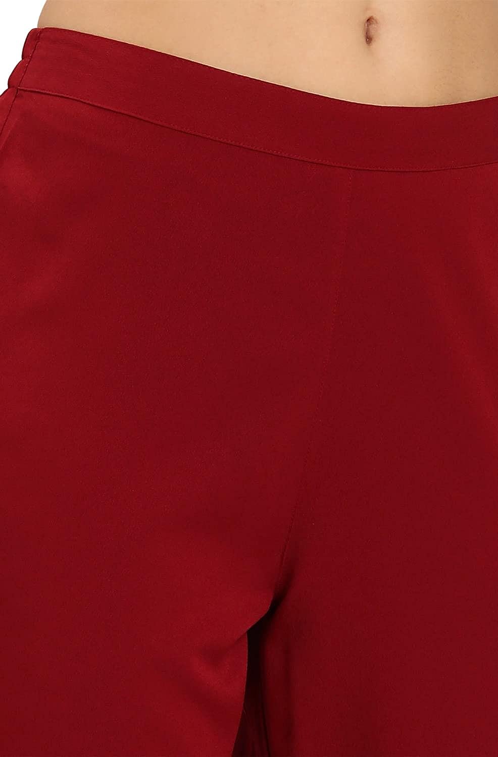 Janasya Women's Maroon Poly Crepe Kurta With Pant And Dupatta